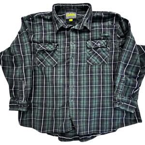 Cabelas Green Tartan Plaid Flannel Shirt Men’s 5XL Shacket Heavy Button Down